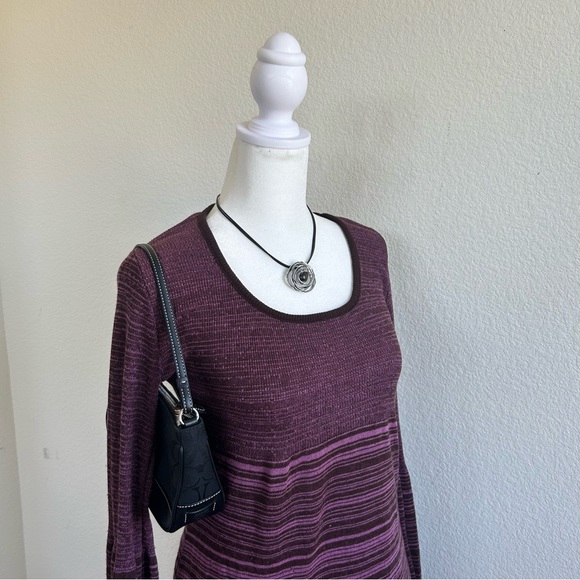 Vintage Y2K Babydoll Top Purple Striped Long Sleeve - Picture 7 of 16